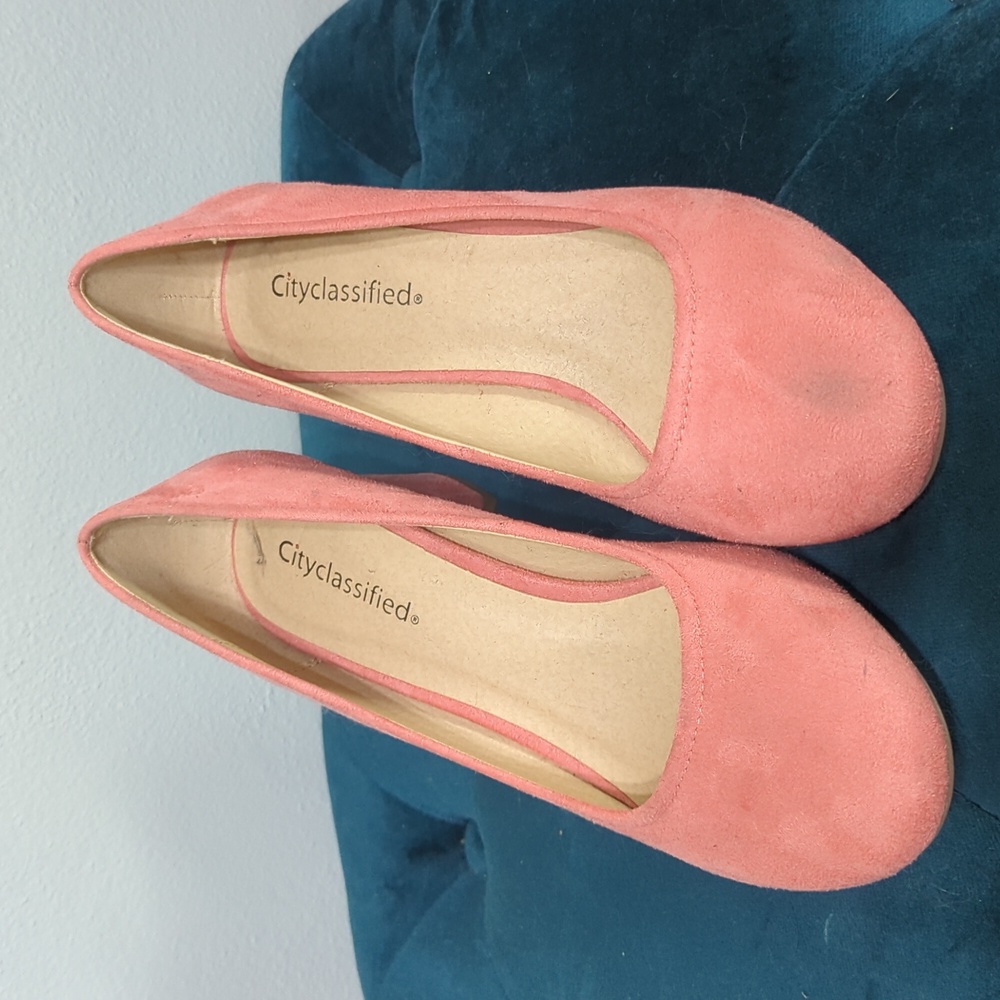 Pink block heels